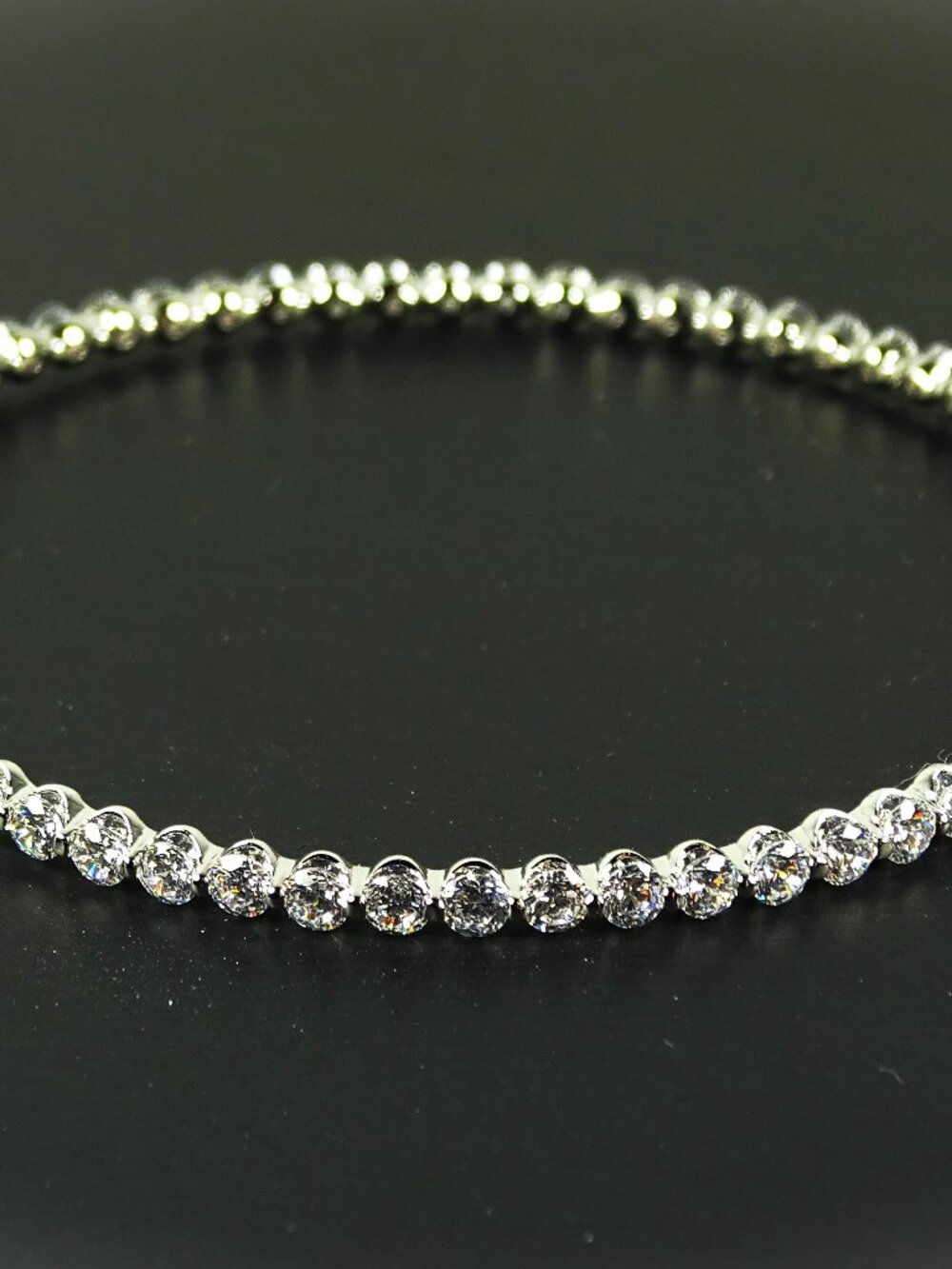 NADRI Rhodium Plated Cubic Zirconia Thin Bangle Bracelet